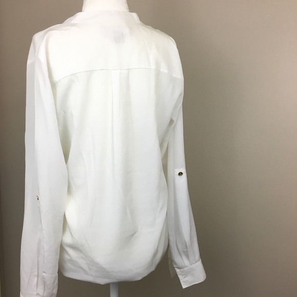 [Michael Kors] White Blouse w Gold Pocket Zippers - Picture 5 of 8